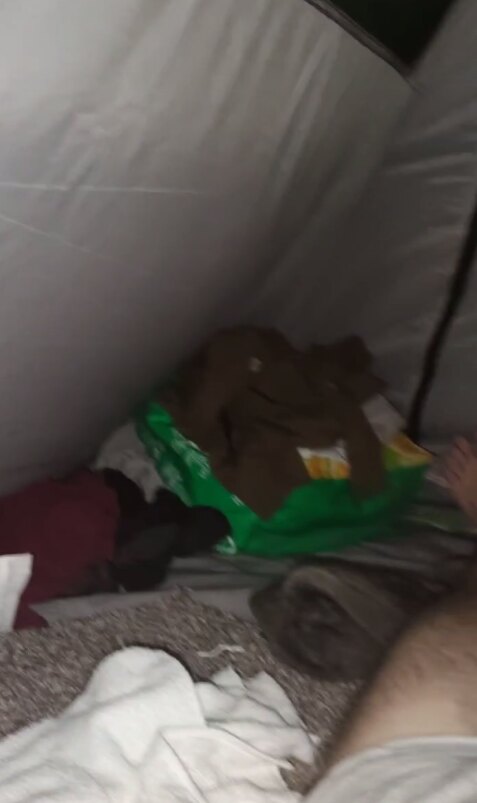 Inside the tent.