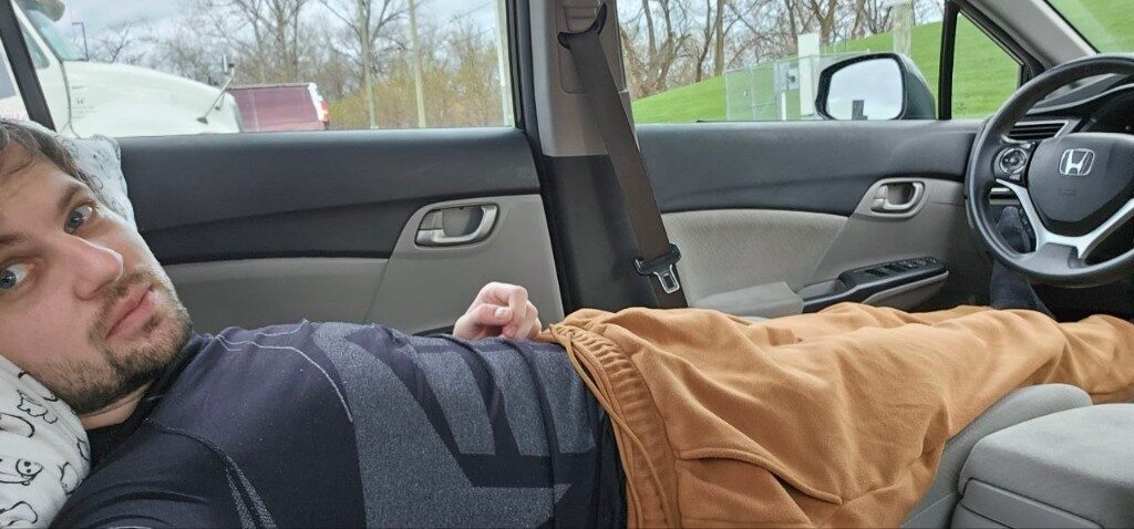 Sleeping in the Civic.
